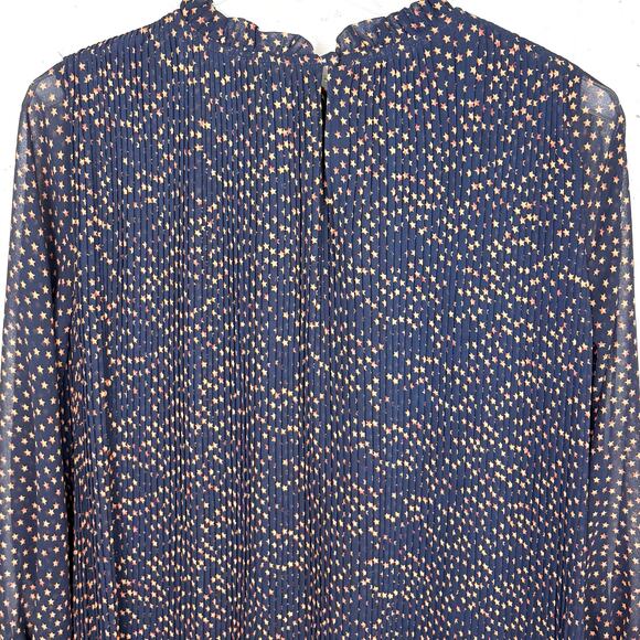 Anthropologie Seen Worn Kept Vega Pleated Star Print Illusion Sleeve Size 6 - Picture 9 of 16